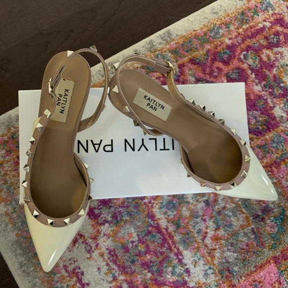 Shoes - Kaitlyn Pan Pointed Studded Kitten Heel Slingback